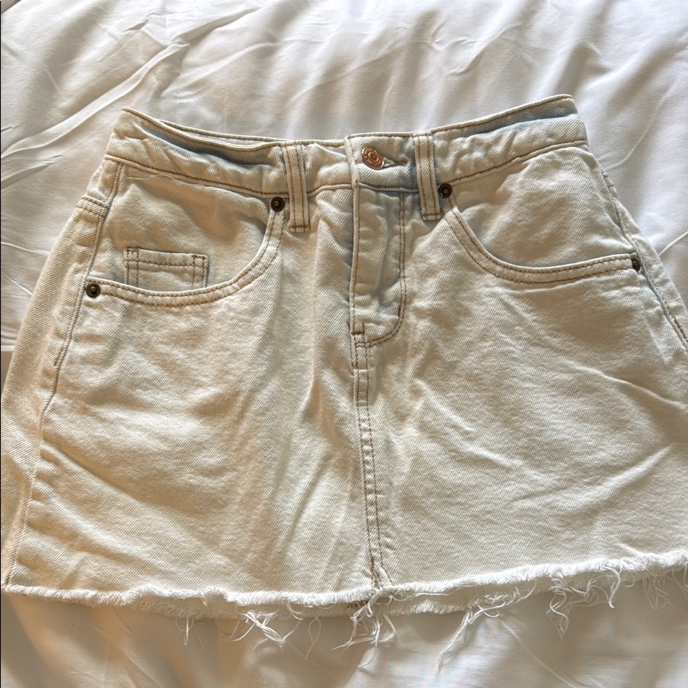 Pale Blue Denim Mini Skirt